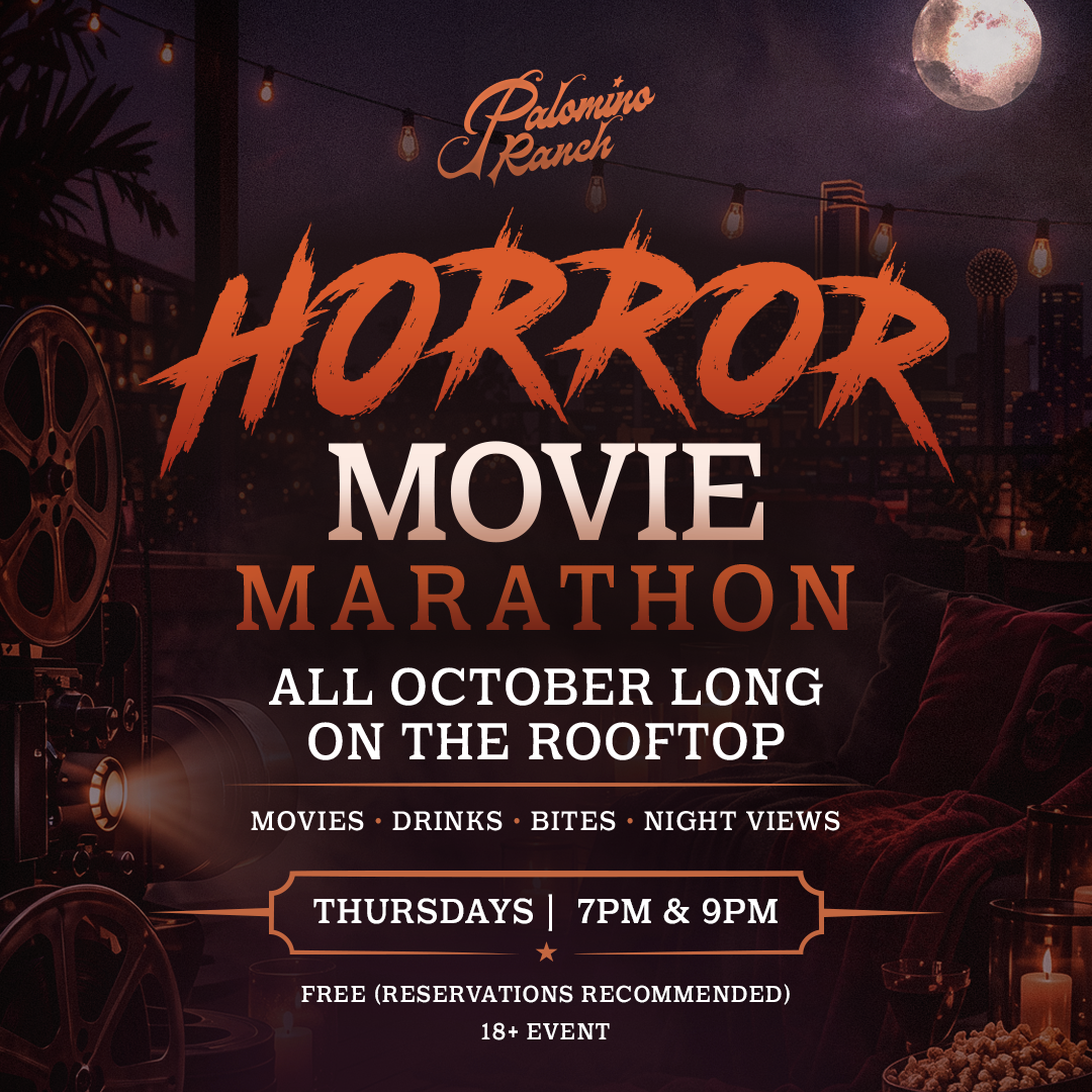 Horror Movie Marathon | Thursdays, All October Long. Double feature on the roof top 7pm & 9pm